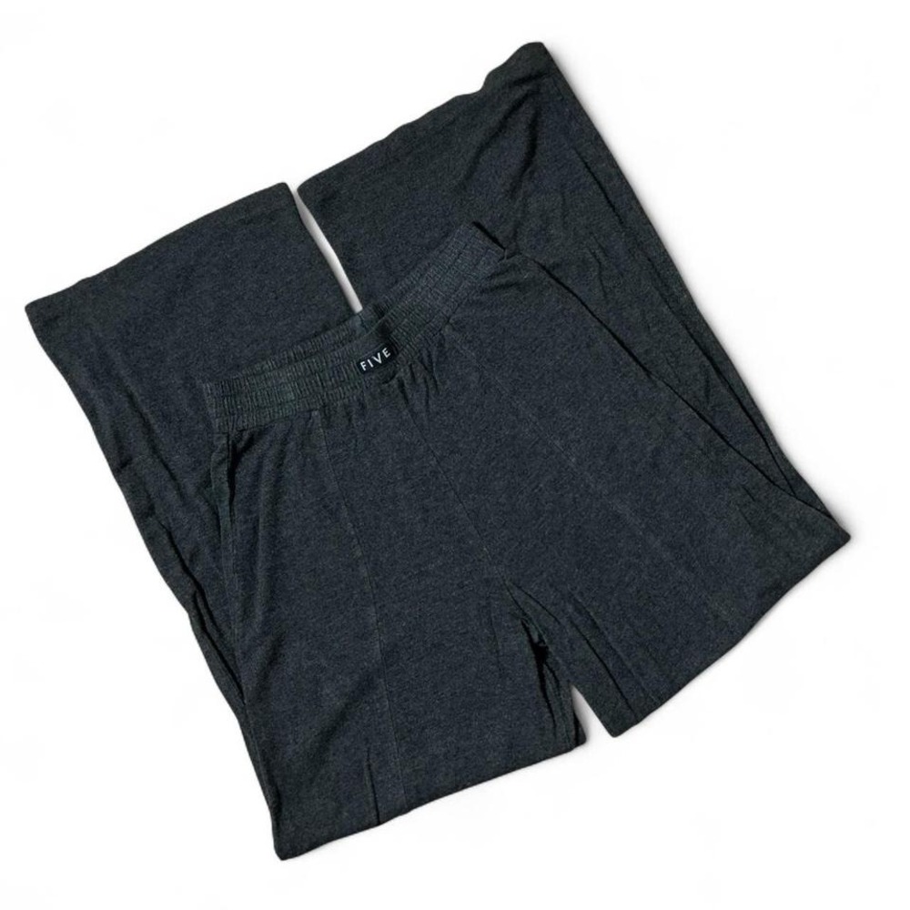 FIVE Women's Charcoal Gray‎ Wide Leg Lounge Pants Elastic Waist Comfortable Fit
